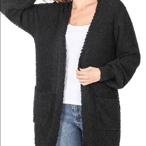 Black Popcorn Cardigan with pockets